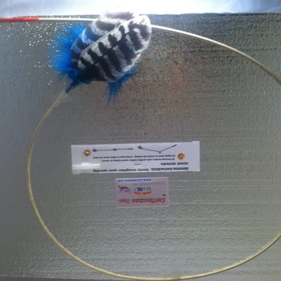 blue-cat-toy-black-white-goose-wing-feathers-aqua-marabou-feathers